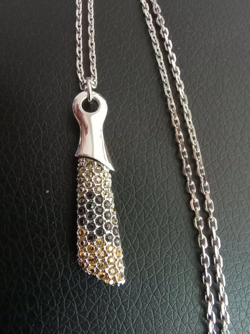 Swarovski crystal ombre effect drop pendant, sterling silver, pave set signed